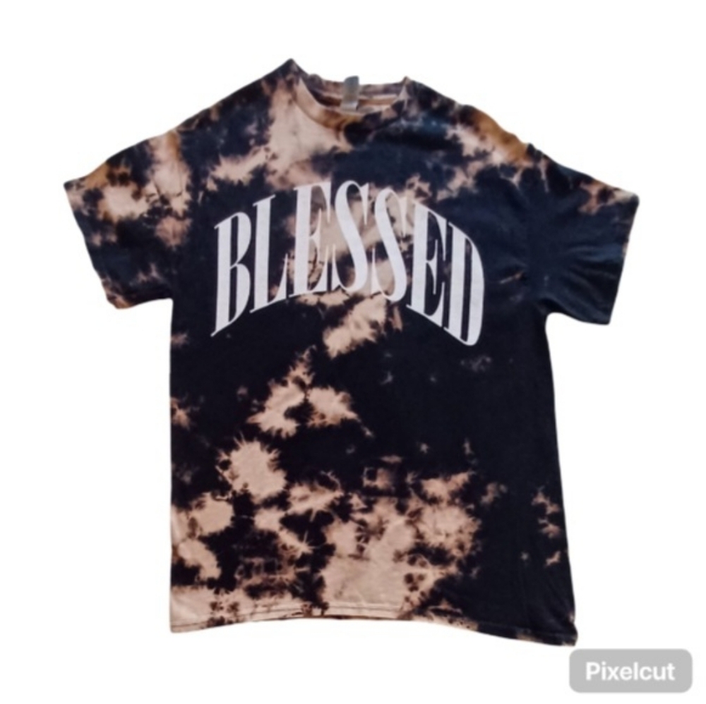Blessed Bleach Dyed Graphic Tee Shirt - Size M